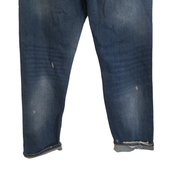 Zara Women's Blue Denim Mid Rise Distressed Straight Leg Jeans Pant Size 4 - Picture 6 of 7